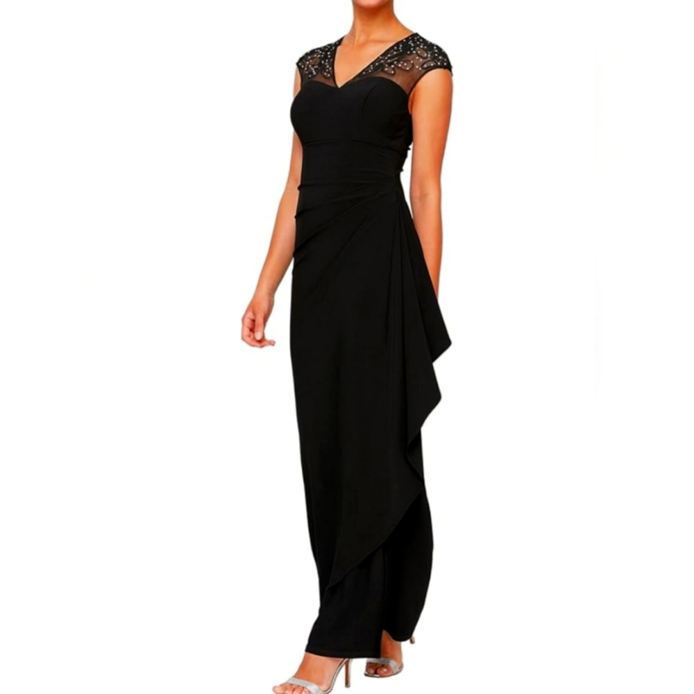 Alex Evenings V-Neck Illusion Lace Empire Waist Dress NEW 8P